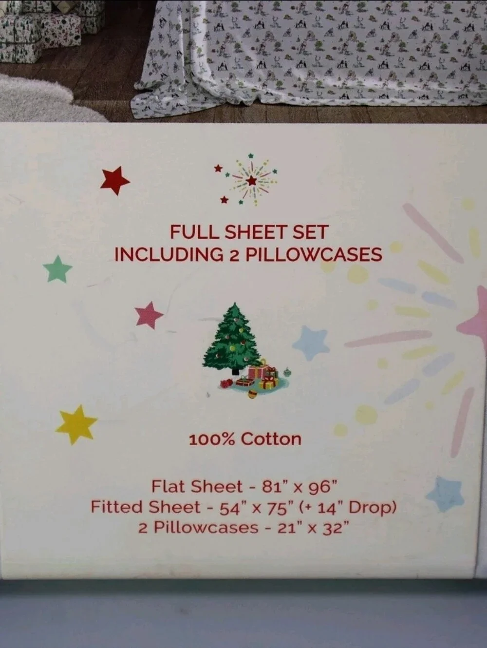 Cath Kidston London Full Size Sheet Set, Christmas Animals Cream, 100% Cotton